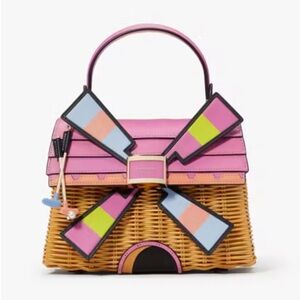Kate Spade NWT Wicker Top Handle Windmill Bag 6.15”H x 8.5”W x4”D golf club zip